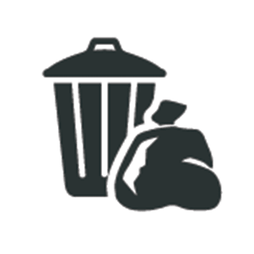 icon of a trash can and trash bag