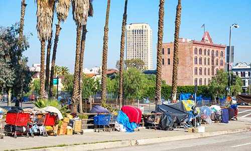 Homeless on the streets of Los Angeles